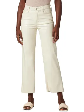 Rosie Womens Faux Leather High-Rise Wide Leg Pants