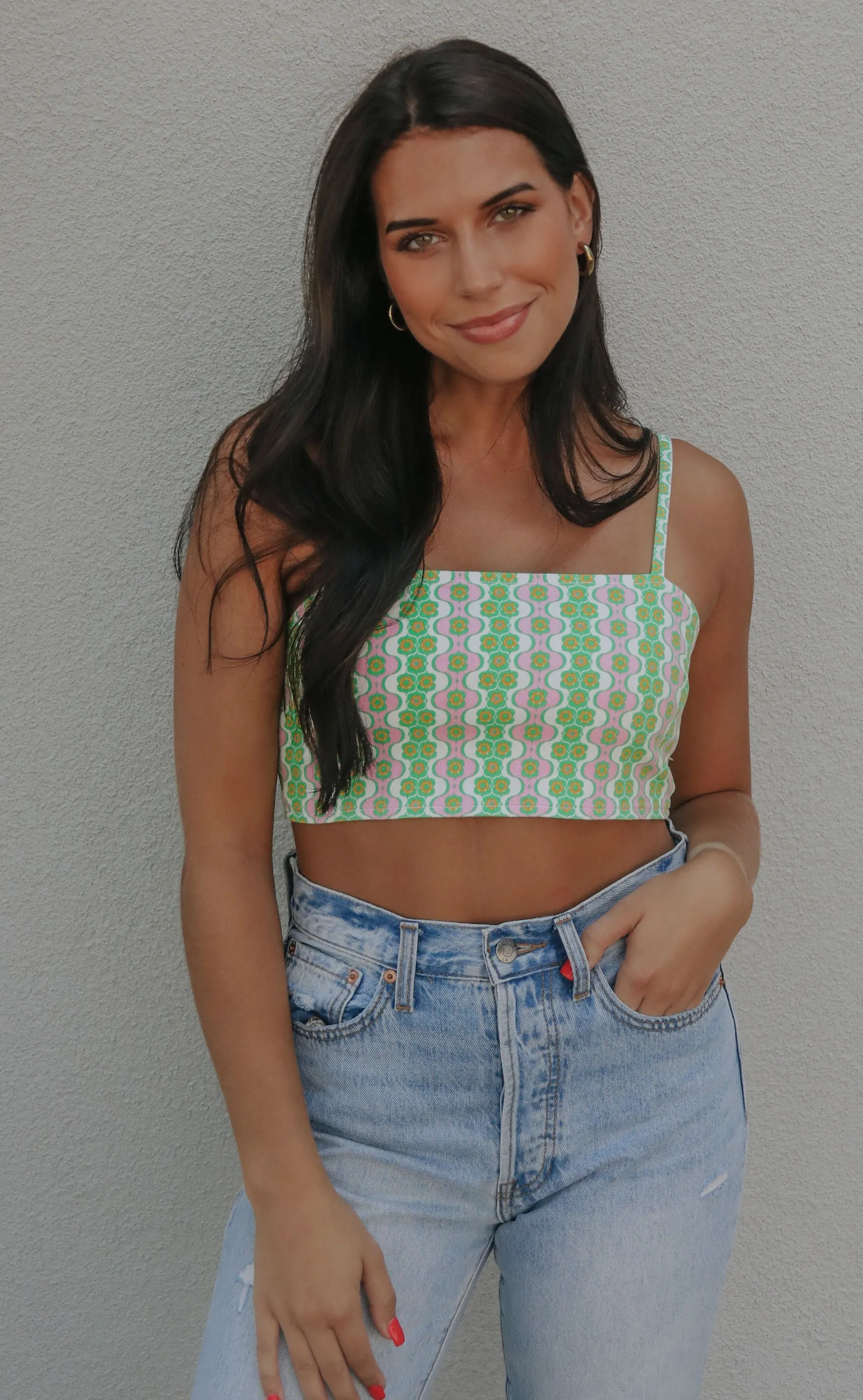 show me your mumu: borderline crop top - watermelon geo