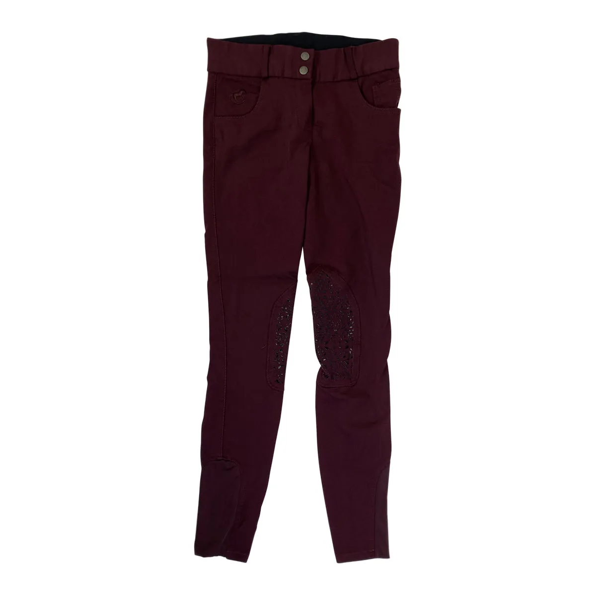 SmartPak 'Piper' Knit Mid Rise Full Seat Breeches in Maroon - Children's 14L