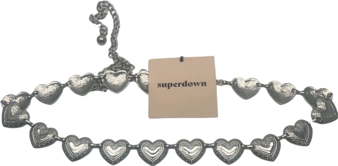 Superdown Silver Heart Chain Belt