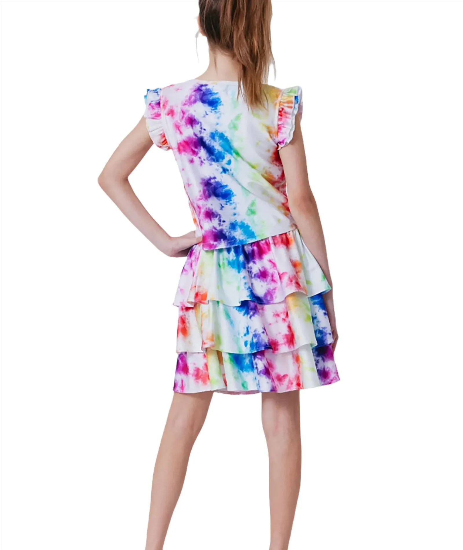 Terez Girls Rainbow Ice Dye Tiered Skirt