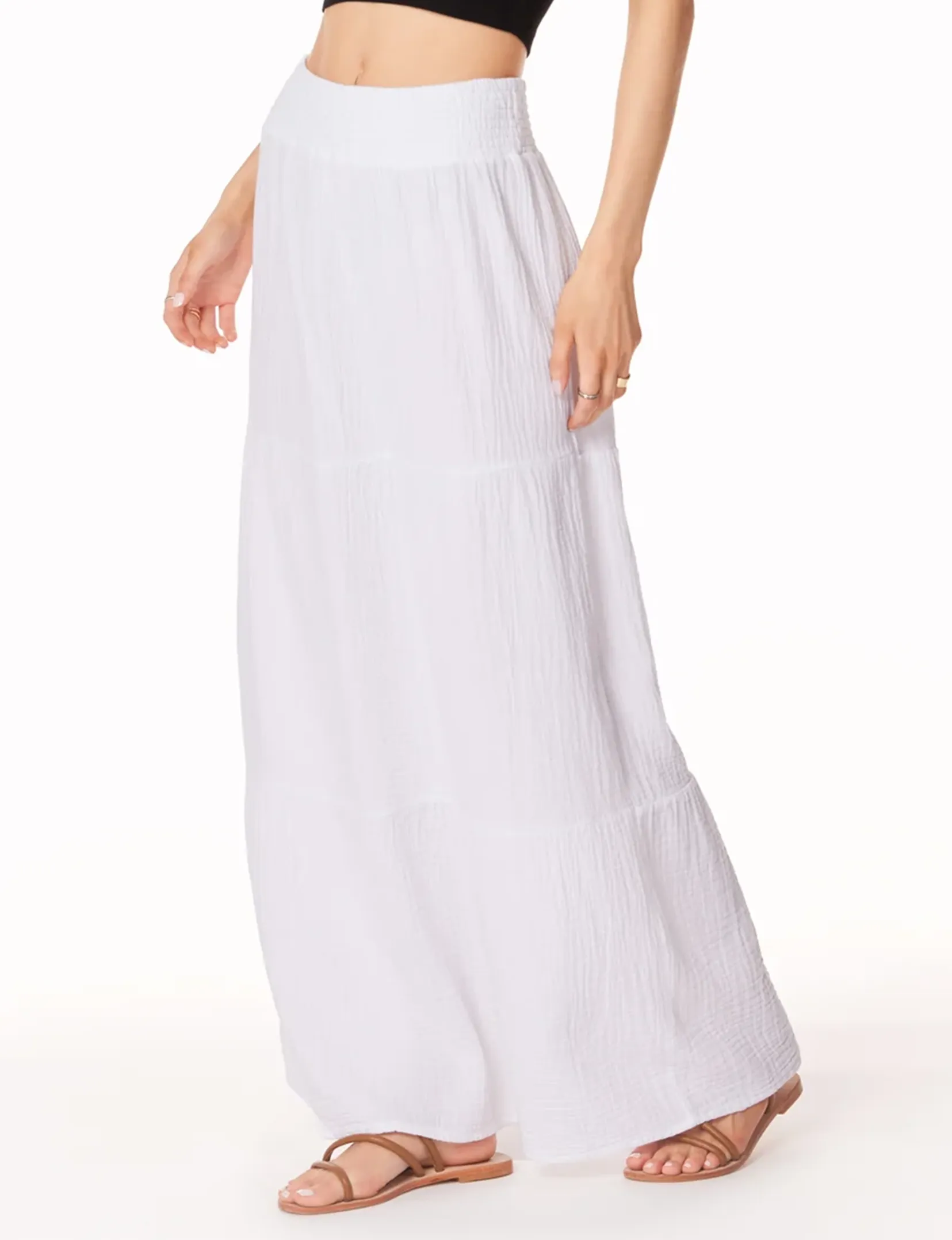 Tiered Maxi Skirt, White