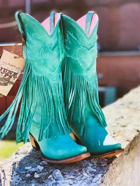 Turquoise Tassel Cowboy Boots