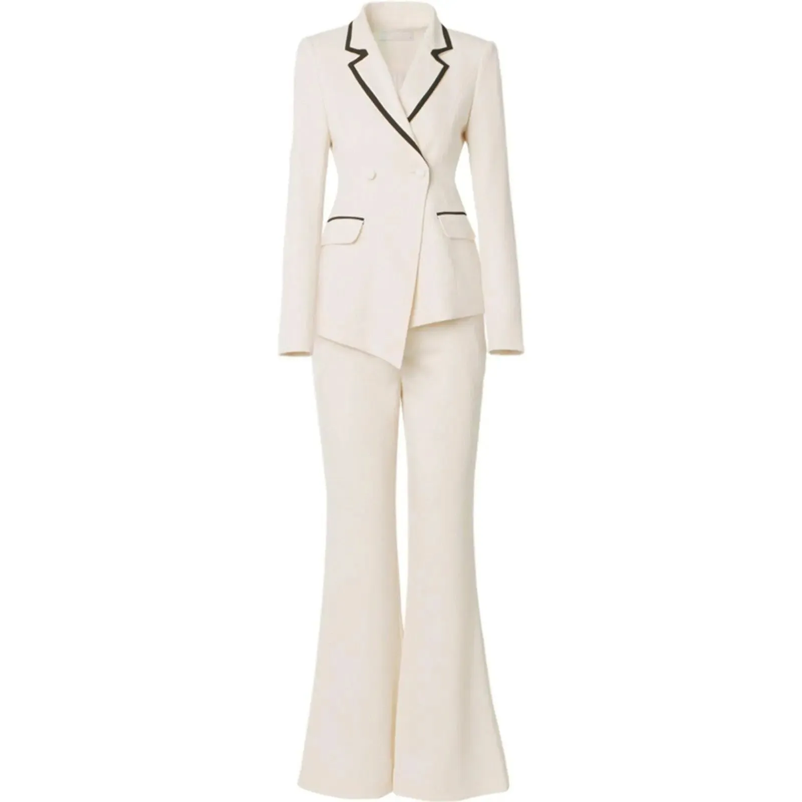 Two Tone Blazer & Wide Leg Pantsuit