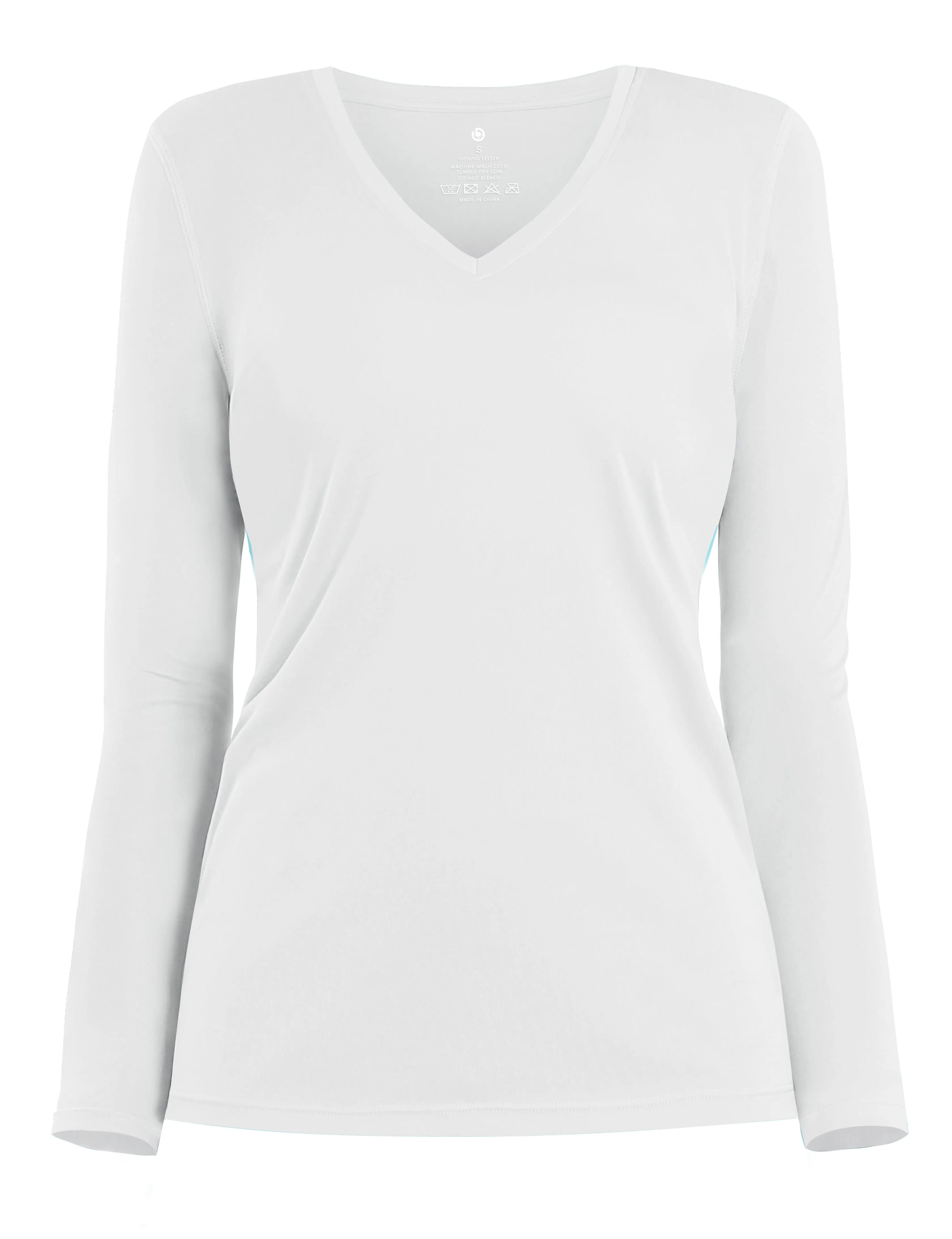 V Neck Long Sleeve Athletic Shirts white_yogastudio