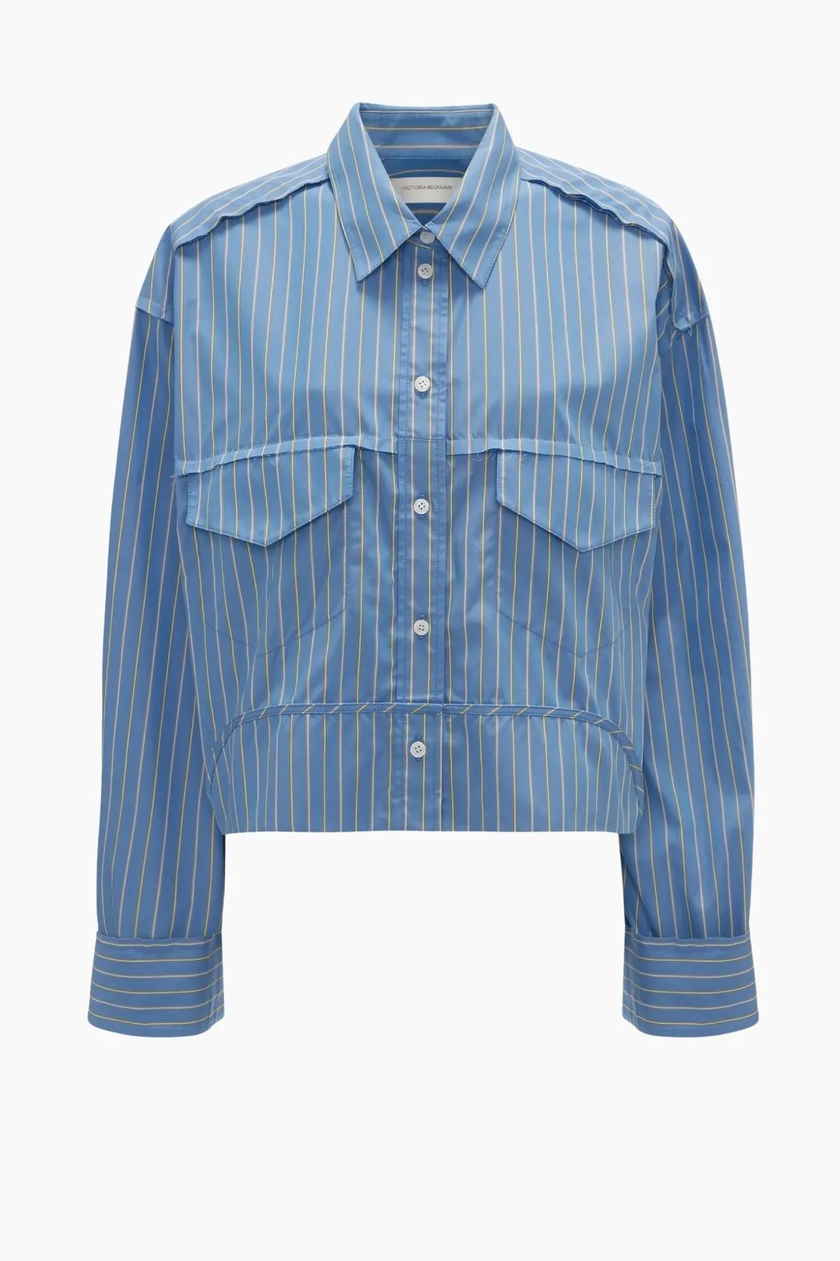 Victoria Beckham Cropped Seam Detail Shirt - Steel Blue